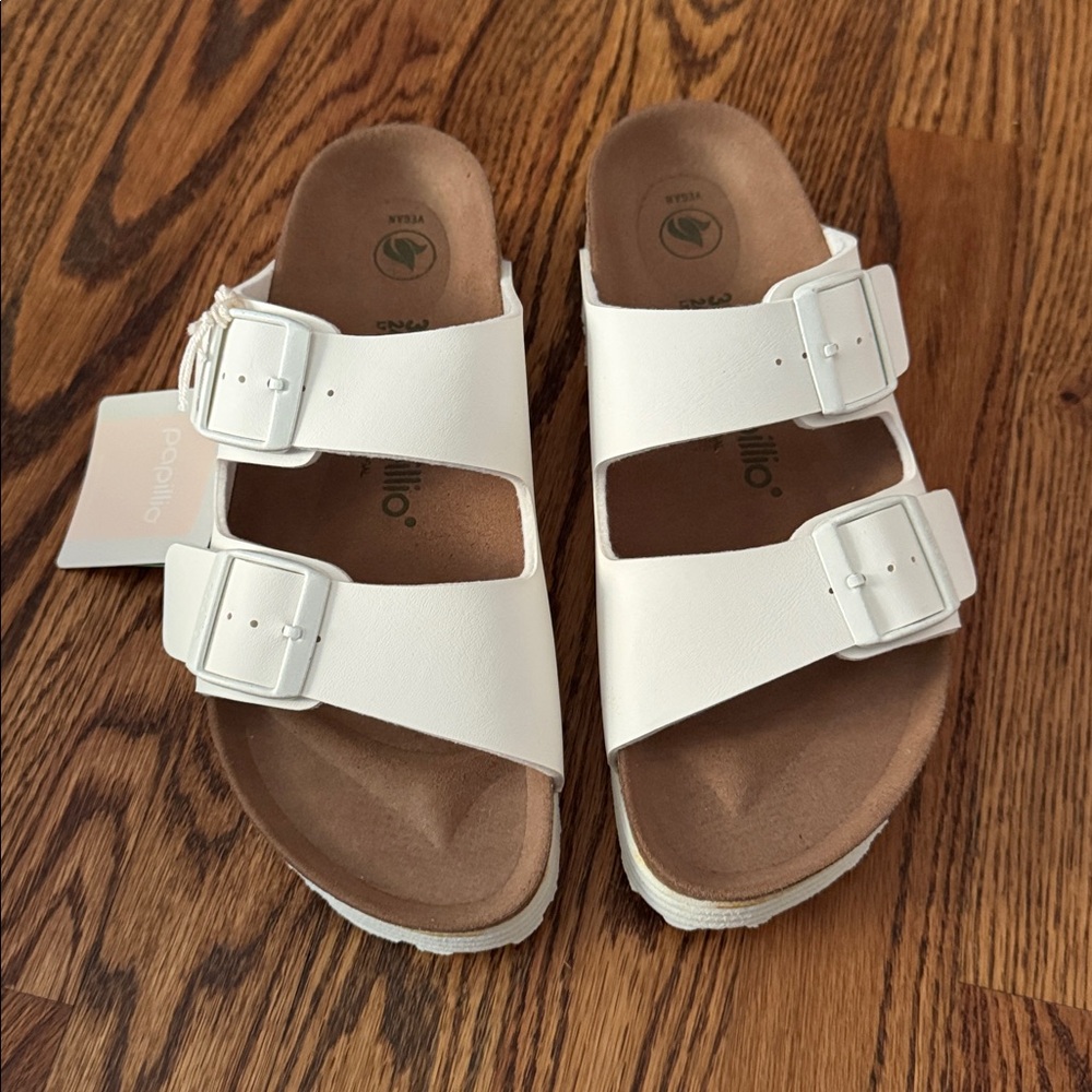 Papillio White Double Strap Sandals